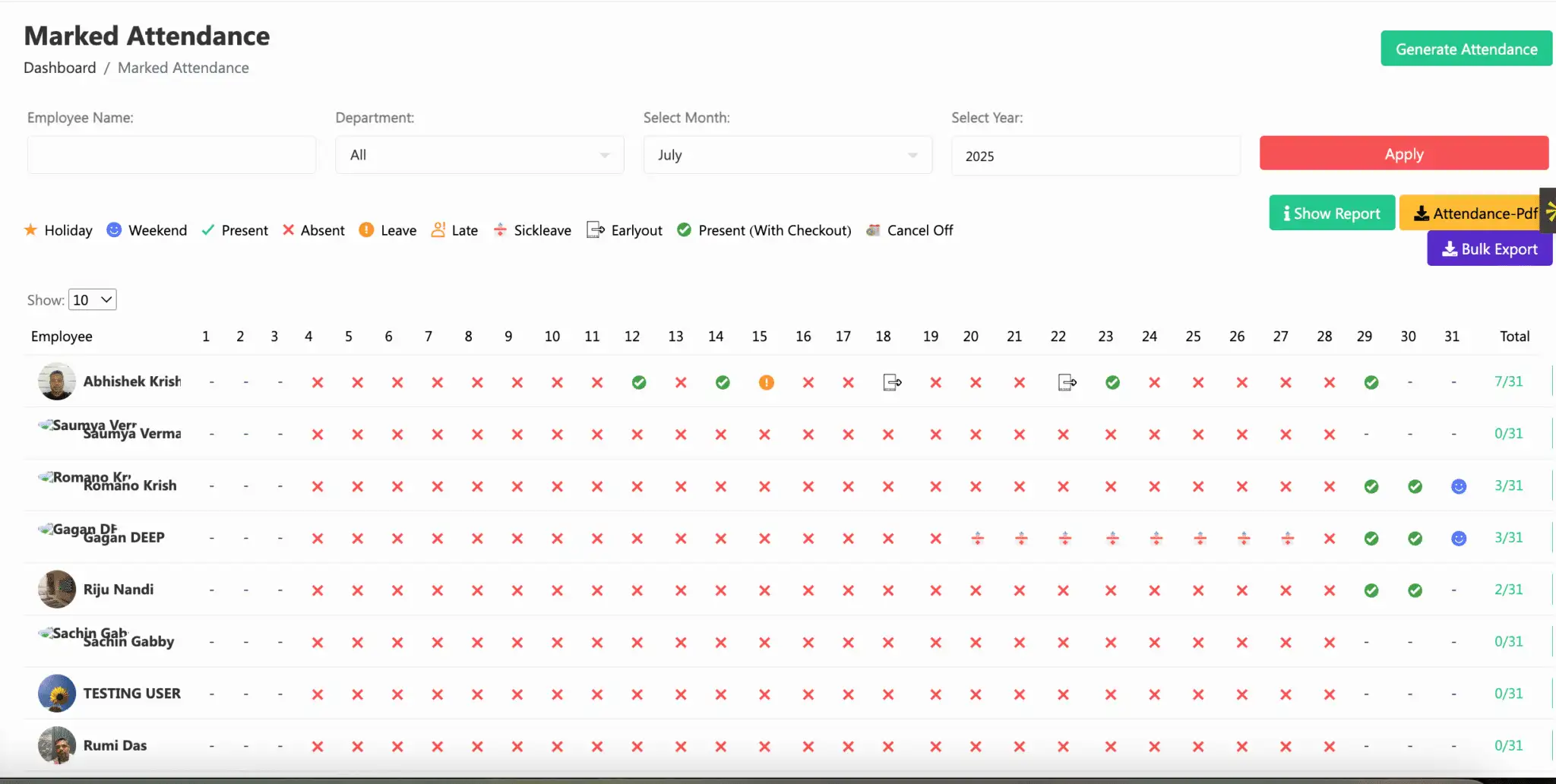 REAL TIME ATTENDANCE